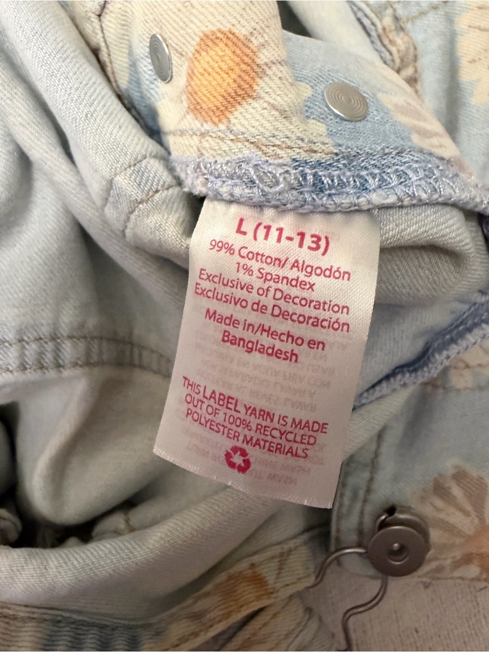 No Boundaries Light Blue Daisy Denim Short Overalls - Picture 7 of 7